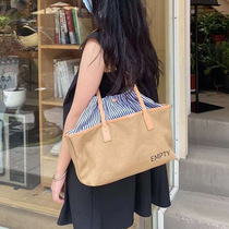 Canvas Bag Woman Large Capacity Tote Bag Single Shoulder Bag 2021 New Niche Design Handbag Day Ensemble Retro Bag