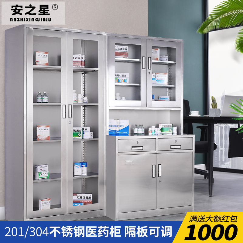 Stainless steel western medicine cabinet Storage cabinet Staff dormitory bathroom gym six-door locker Bowl and plate cabinet Office file cabinet
