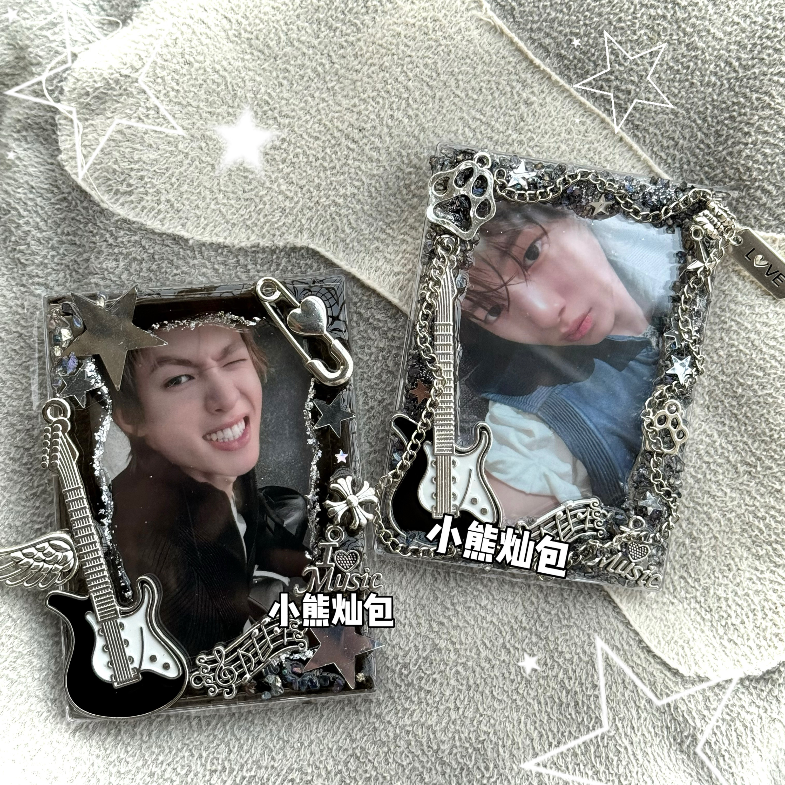Finished epoxy shell card bricks, Y2K guitar music UV glue DIY 3-inch small card storage, Gu Mei ita bag decoration
