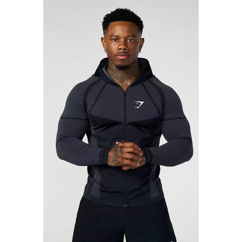 American-Style Jogger Men's Long-Sleeved Sports Fitness Quick-Drying Breathable Elastic Half-Zip Tight-Fitting Training Gym American-Style Jogger Men's Long-Sleeved Sports Fitness Quick-Drying Breathable Elastic Half-Zip Tight-Fitting Training Gym