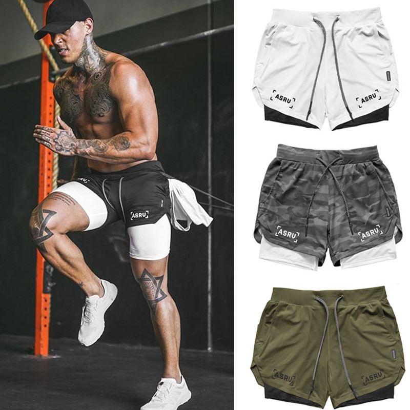 Men's Quick-Drying Sports Shorts for Running and Fitness, Double-Layered Shorts with Drawstring for Basketball and Track and Field Training Men's Quick-Drying Sports Shorts for Running and Fitness, Double-Layered Shorts with Drawstring for Basketball and Track and Field Training