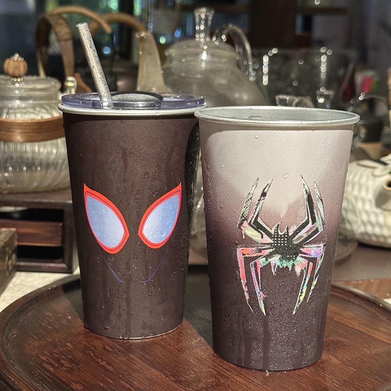 Marvel Heroes Spider-Man Original Co-Branded Temperature-Sensitive Color-Changing Water Cup Cartoon Cold Drink Glow-In-The-Dark Across the Universe