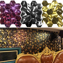 Large hexagonal close-fitting metal stainless steel mosaic background wall black mirror KTV bar wall sticker decoration
