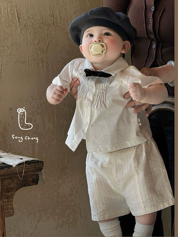 In-Stock Summer Edition Genuine Boys' Birthday Little Prince Bow Tie One-Year-Old Formal Shirt and Shorts Set Korean Style In-Stock Summer Edition Genuine Boys' Birthday Little Prince Bow Tie One-Year-Old Formal Shirt and Shorts Set Korean Style