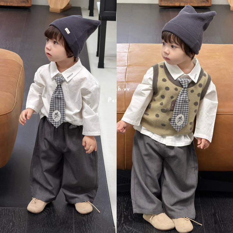 Autumn New Style Birthday Shirt with Bow Tie Suit for Baby Boy, One-Year-Old Little Prince Formal Wear Versatile Vest Autumn New Style Birthday Shirt with Bow Tie Suit for Baby Boy, One-Year-Old Little Prince Formal Wear Versatile Vest