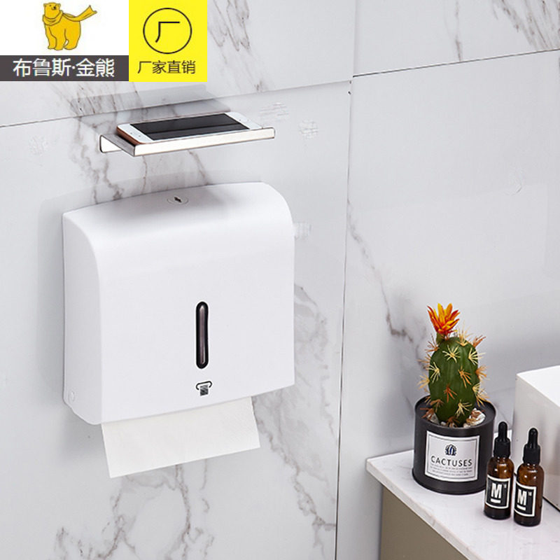 Hotel bathroom toilet paper box punch-free bathroom toilet paper holder with mobile phone holder drawer paper box restaurant paper towel holder