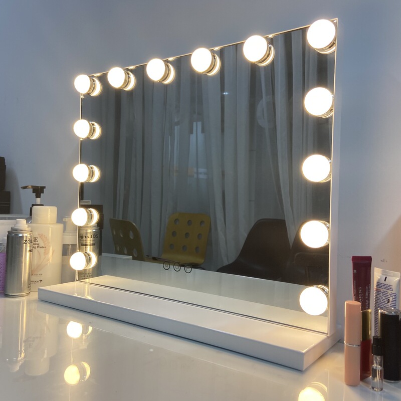 Led Makeup Mirror, Large Desktop Vanity Mirror with Lights, Smart High-Definition Fill Light Hollywood Makeup Mirror