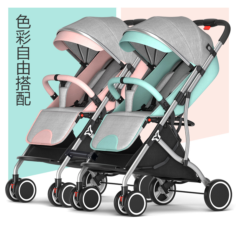 Twin baby stroller can be split sitting down with light folding and folding freshly multifunctional double baby dragon and pineapple lift basket