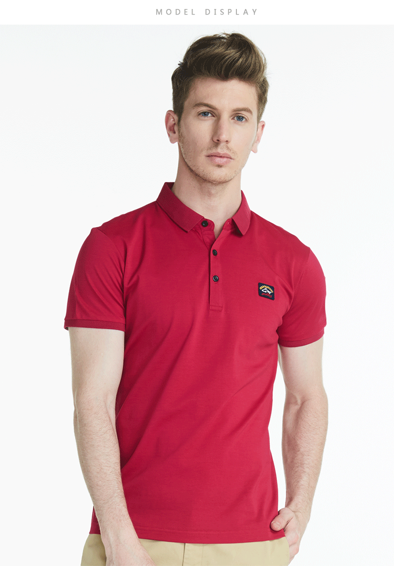 Qibao Cá Mập của Nam Giới Màu Rắn Mercerized Bông Ngắn Tay Áo T-Shirt Ý Giản Dị Ve Áo T-Shirt POLO Áo Sơ Mi Kích Thước Lớn