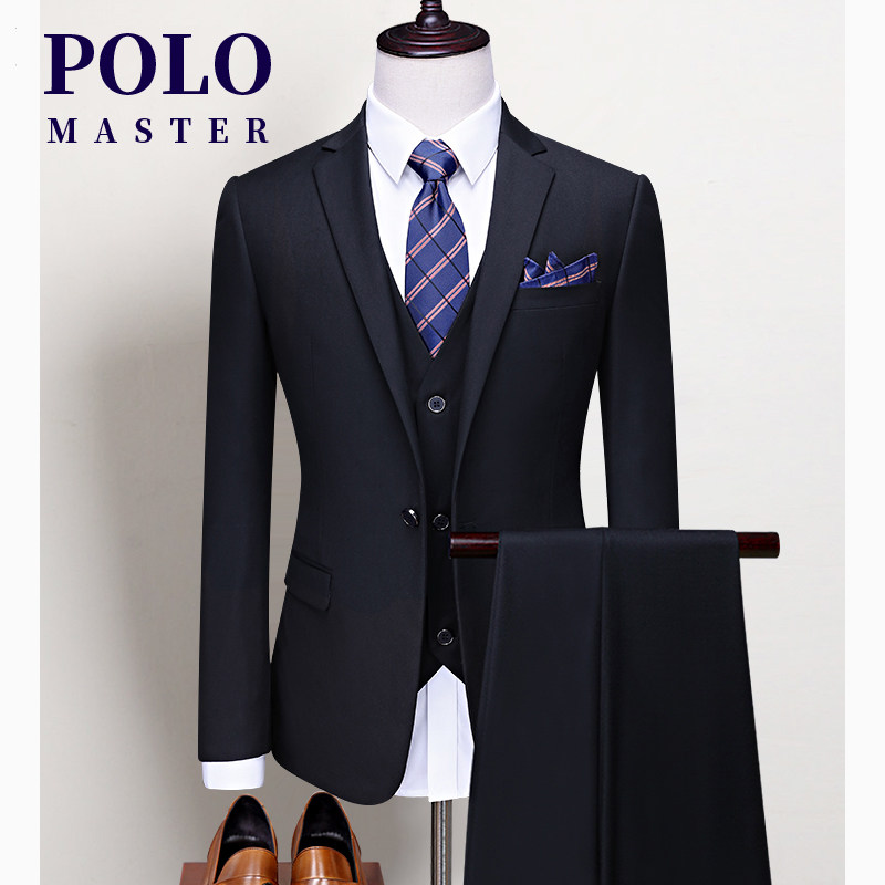 American Paul Suit Men's Suit Three Pieces Business Professional Dress Men's Wedding Groom Dress Slim