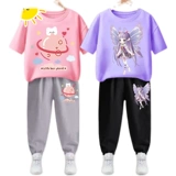 Хлопковый спортивный костюм, летняя детская летняя одежда, детская одежда, в западном стиле