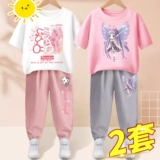 Хлопковый спортивный костюм, летняя детская летняя одежда, детская одежда, в западном стиле