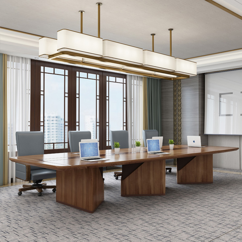 New Chinese office Conference table head manager's meeting table modern Zen talks table solid wood furniture