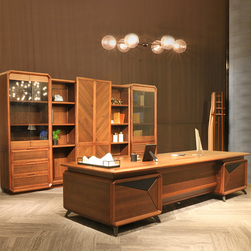 New Chinese Boss Desk Chair Composition Atmospheric President Table Brief About modern solid wood Big Banhu Walnuts Furniture