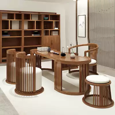 New Chinese kung fu tea table Zen tea table simple modern office solid wood reception tea tea table