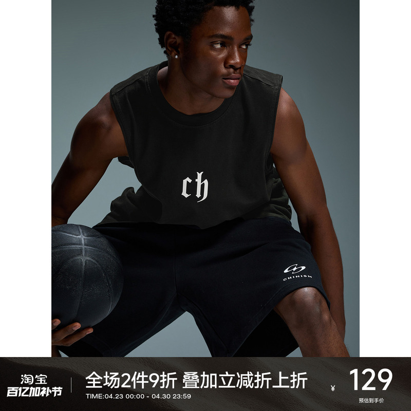 Ch Brand Logo Printed Basketball Fitness Sports Vest Men's Summer Pure Cotton Loose T-Shirt Sleeveless Men's Vest