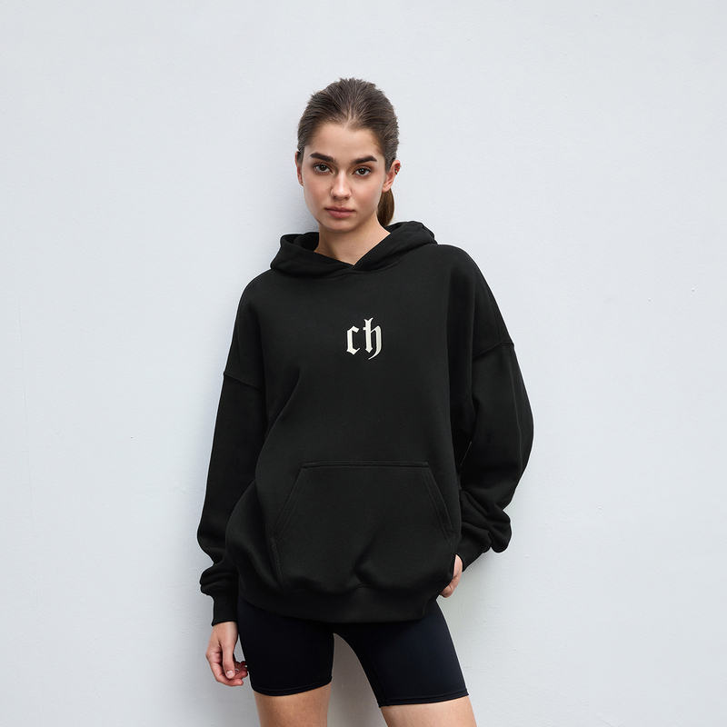 Chinism Cas Letter Print Black Hooded Sweatshirt for Men, Spring Couple's Loose Hoodie, American Style Jacket Chinism Cas Letter Print Black Hooded Sweatshirt for Men, Spring Couple's Loose Hoodie, American Style Jacket