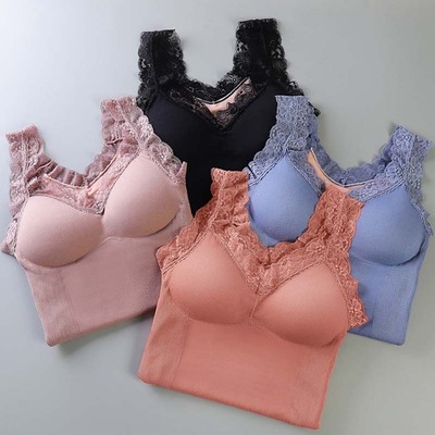 【2件58元】秋冬保暖加绒性感蕾丝背心