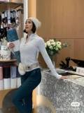 Теперь Lululemon приобретает Ventscape с длинным рукавом с половиной молнии йоги тонкий рукав