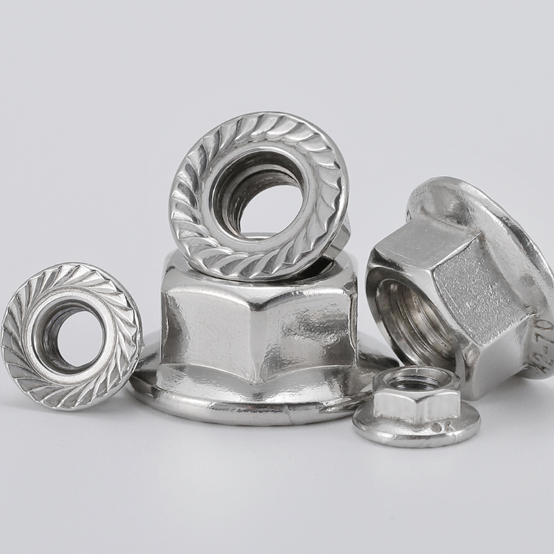 316304 stainless steel flange nut toothed screw cap anti-loose locking anti-slip screw cap fine tooth English gauge beauty