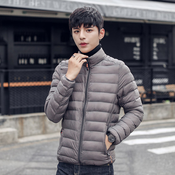 Cotton-padded men's jacket 2023 new student lightweight down-padded jacket slim and handsome trendy brand short hooded cotton-padded jacket