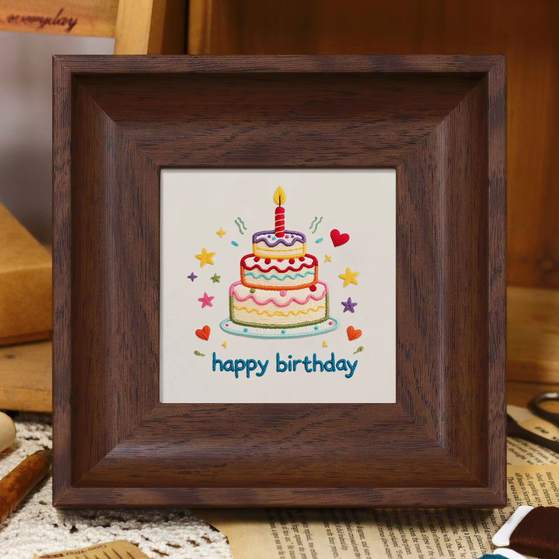 Happy Birthday Embroidery Handmade DIY Gift for Male Friends, Female Best Friends, Boyfriends, Couples, Creative Gift, Photo Frame, Picture Frame, Decorative Item