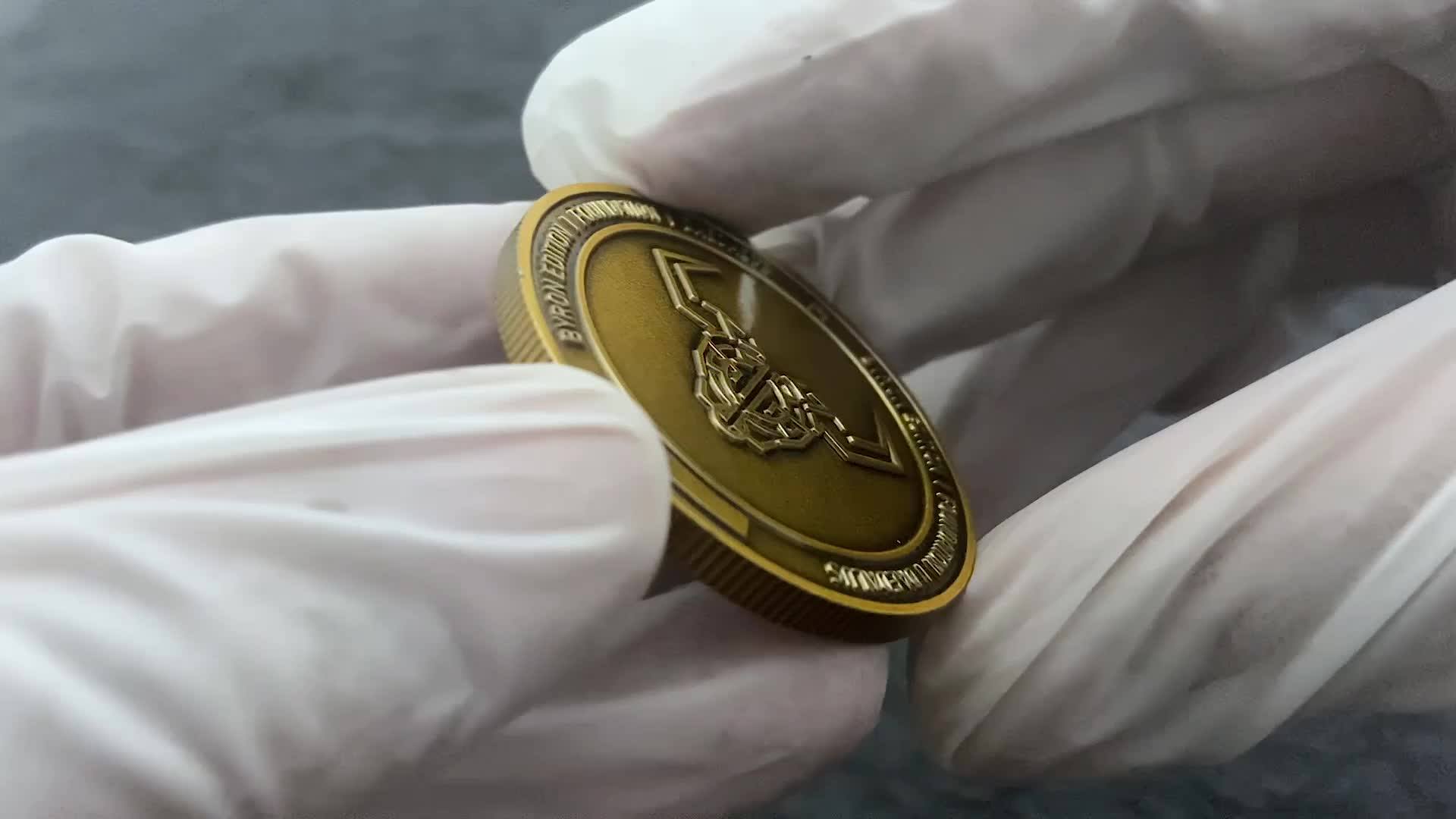 Custom Metal Sandy Surface Effect Metal Die Stamp Antique Gold Coin