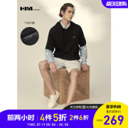 HIM Han Chong mua sắm mô hình trung tâm đội mũ trùm đầu bảo vệ người đàn ông quần áo mùa hè 20 loose-fitting xu hướng thương hiệu ngắn tay áo thun nam xu hướng túi Kangaroo hàng đầu.