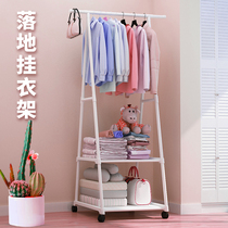 Hanging and heating pipe gantry white clothing display rack floor-standing special drying hanger movable pulley