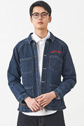 YOHO có thương hiệu chứng khoán triều bụi Xuân Thu bông mới sọc thư thêu denim jacket nam.