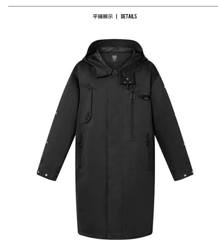 Quần áo nam GXG [Xin Shang] Xu hướng hot mùa đông 2018 phiên bản Hàn Quốc của áo khoác dài nam màu đen cotton gió - Áo gió áo khoác gió
