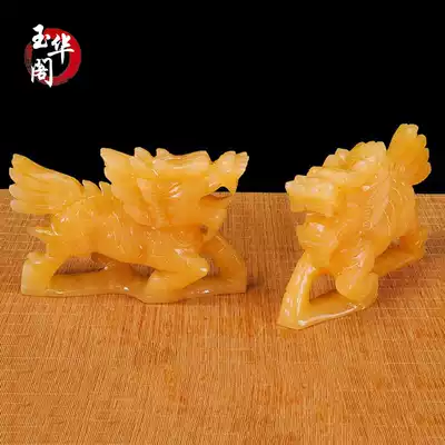 Topaz polished jade running unicorn ornaments a pair of Zhaocai Town House Evil Send Son Living Room Home Decoration
