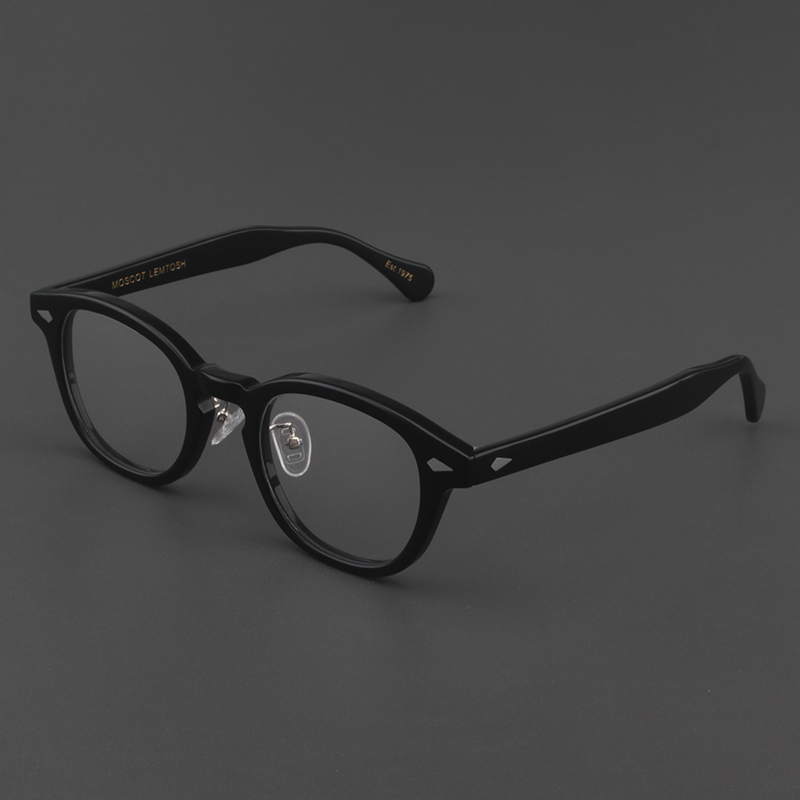 Moscot Lemtosh Eyeglass Frames for Women, Asian Version, Metal High Nose Pads, Black Frame, Retro Prescription Eyeglass Frames for Men