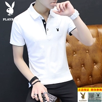 Playboy Summer Mới nam ngắn tay áo thun cotton Nửa tay áo thun Hàn Quốc Slim Lapel POLO Áo sơ mi áo poloman