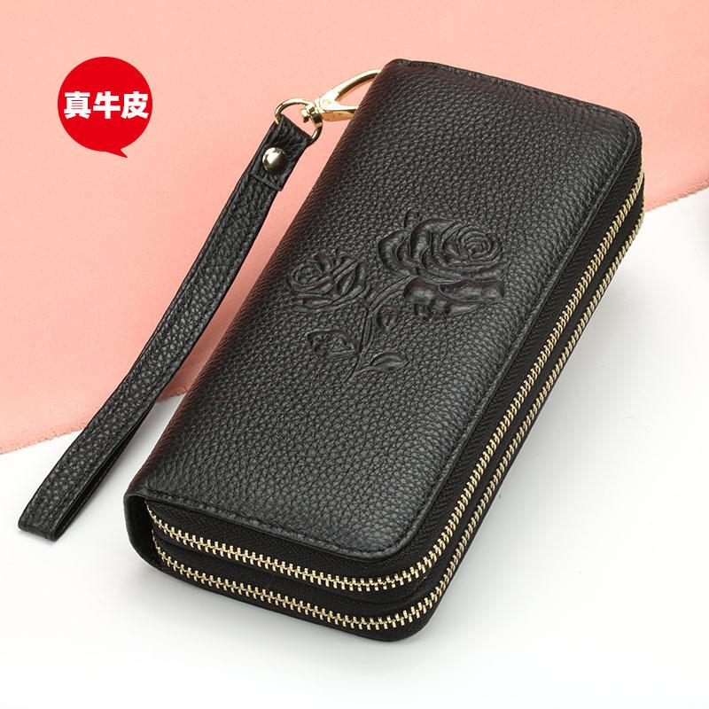 First-Layer Cowhide Women's Wallet, Long Style, Double Zipper, Large Capacity Wallet, 2026 New Model, Clutch Bag for Holding Wallet