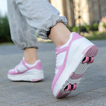 Heelys four-wheel invisible student roller skates removable and walkable boys and girls wheel shoes childrens deformed shoes