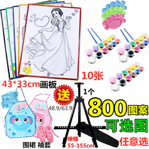 Children's painting coloring foam board depicting watercolor painting board square night market stall graffiti gouache coloring diy hand