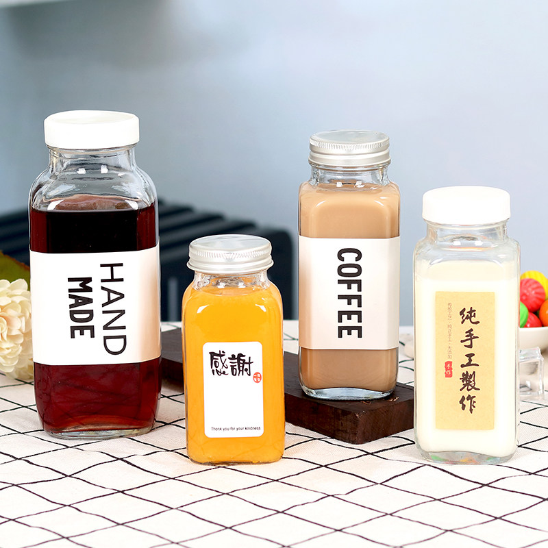 Sydney Seafront Coconut Cream Glass Bottles Sub Packed Commercial Milk Tea Cups Drink Bottles Sealed Glass Juice Bottles With Lid