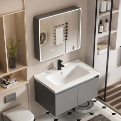 Thickened Honeycomb Aluminum Small Apartment Bathroom Cabinet Toilet Washbasin Bathroom Sink Cabinet Combination Ceramic Integrated Basin
