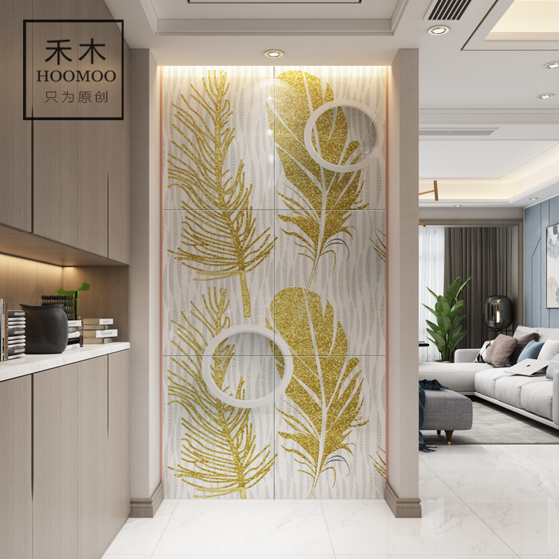 Feather Tiles American Modern Genguan TV Background Wall Crystallite Stone Video Wall Brick Living Room Decorative rims