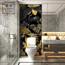 Light luxury black gold tile toilet background wall bathroom bathroom wall brick microcrystalline stone waterproof simple European style personality abstract