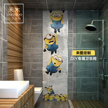 Bathroom tiles Simple modern bathroom toilet toilet background wall personality diy custom wall tiles small yellow people