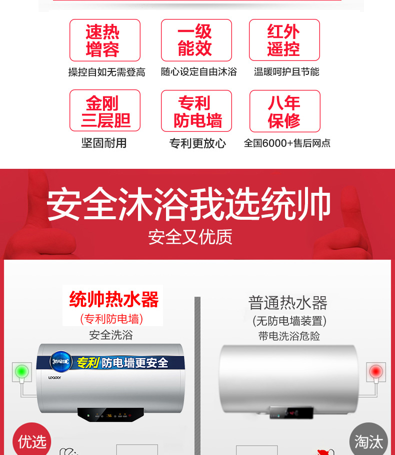 máy nước nóng năng lượng mặt trời tân á đại thành Haier Chỉ huy trưởng L60MY7 Máy nước nóng điện 60 lít L nhà tắm phòng tắm nóng đặc biệt - Máy đun nước bình nước nóng ferroli