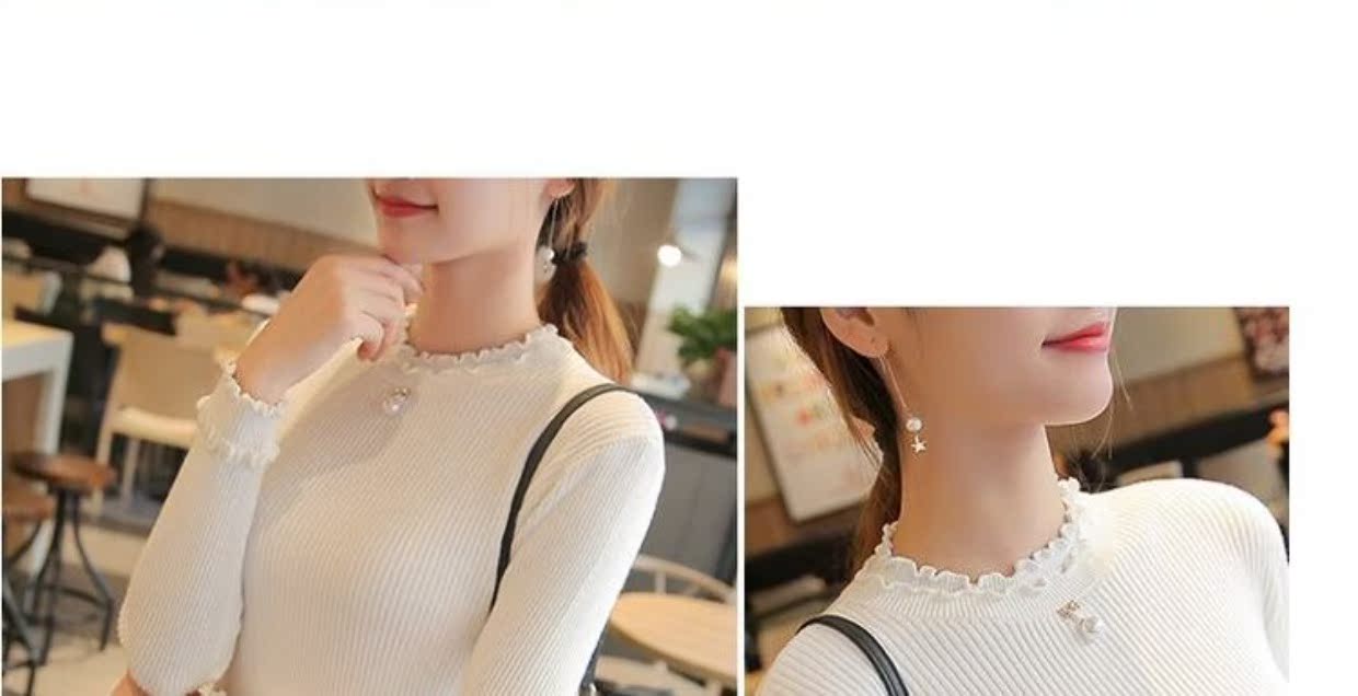 芷 2018 thu đông 2018 áo len mới của phụ nữ bằng gỗ hoang dã cổ cao nửa cổ áo mỏng đan tay dài chạm đáy áo mỏng áo len cổ lọ nữ