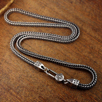 Heng Yinxuan S925 sterling silver fox tail Italian imported necklace Thai silver men retro tide man simple rough silver chain