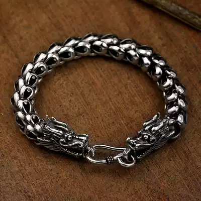 Hengyinxuan S925 sterling silver Thai silver dragon scale bracelet men's thick dragon bracelet handmade retro fashion personality domineering