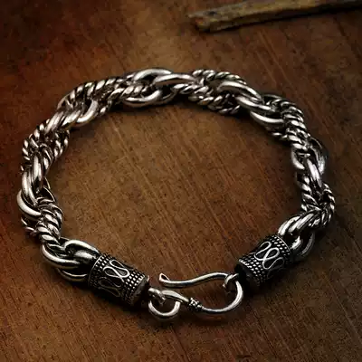 Heng Yinxuan men's 925 Thai silver hand ring chain ring ring ring Pearl sterling silver hand male to send boyfriend