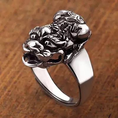 925 sterling silver lucky ring men's retro personality Tide men's single live mouth evil body ring
