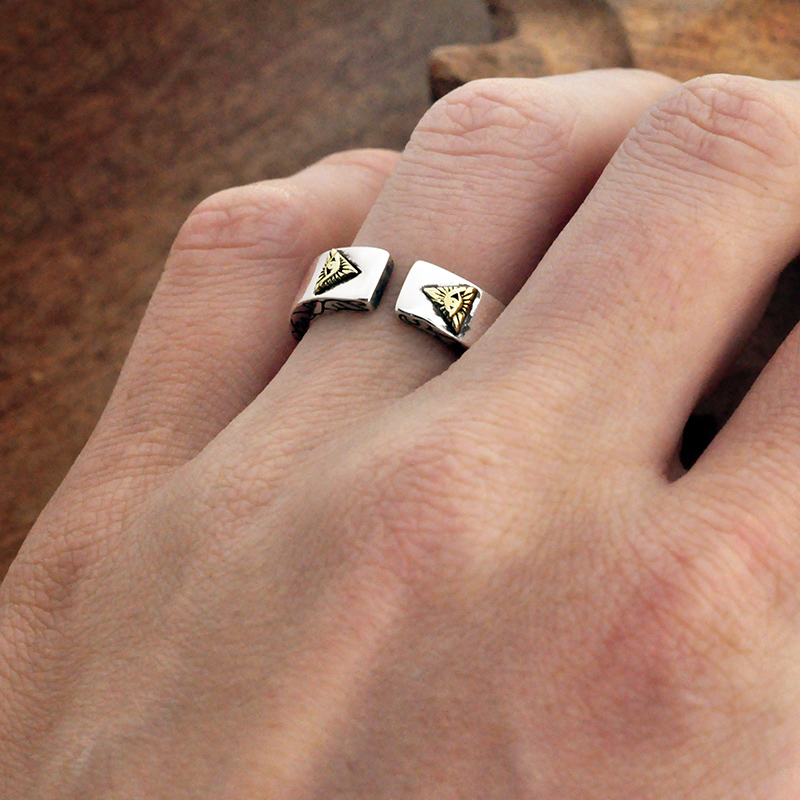 S925 sterling silver retro pattern God's eye personality hip hop eye of Horus tide male Thai silver punk open ring