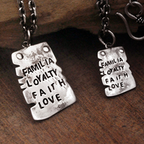 Heng Yinxuan S925 silver couple Thai silver craft old pendant men and women necklace retro trend letter tag